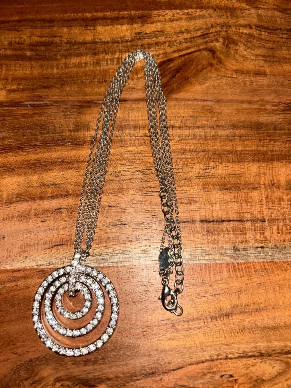 Vintage NOLAN MILLER Silver Tone Clear crystals Circles Necklace and Earrings